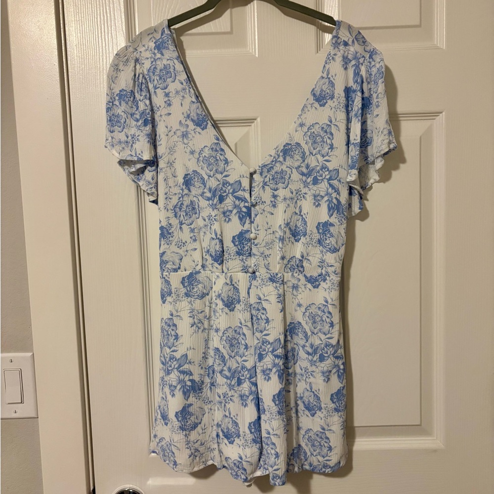 Altar’d State M Blue Floral Cottagecore Romper | Fairycore Babydoll Mini Dress